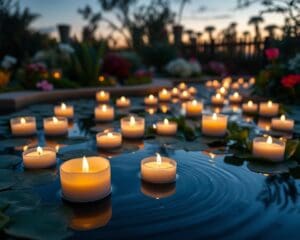 Schwimmkerzen aus Wachs für stimmungsvolle Abende im Garten