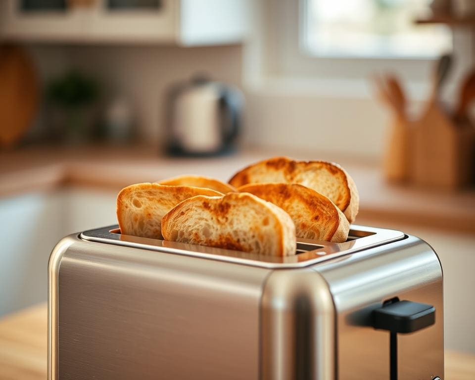 gleichmäßig gebräunter Toast Toaster