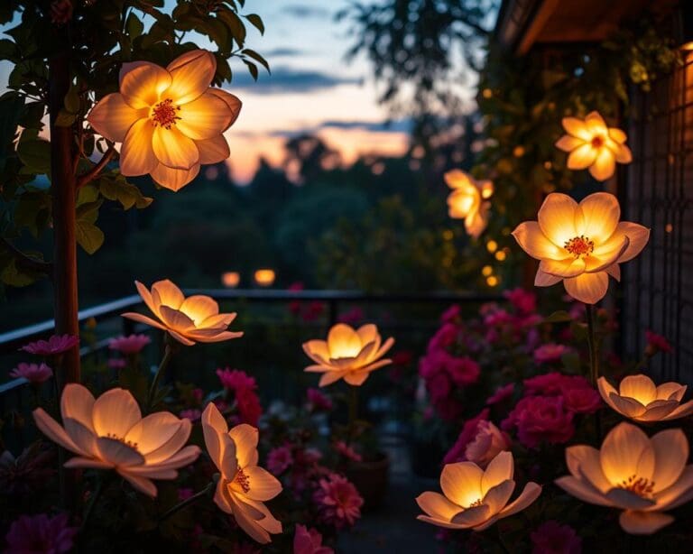 Lichter in Blütenform: Romantische Akzente für Garten und Balkon