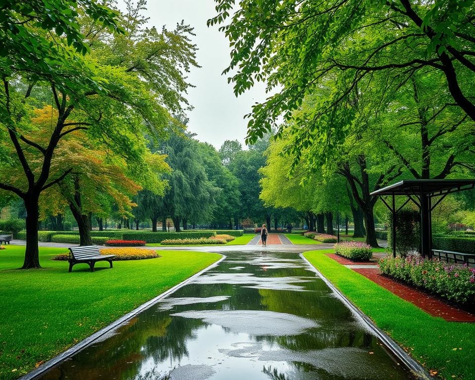 Grünoasen bei Regenwetter