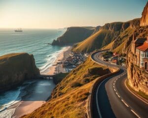 Wie entdeckst du Englands Kuesten per Auto?